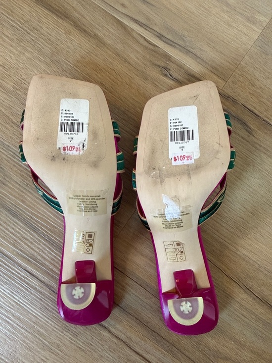 Jeffrey Campbell Fuchsia Satin Floral Embroidered Slide Mules - Picture 2 of 3